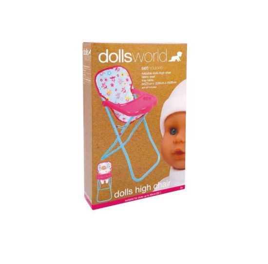 صورة كرسي مرتفع قابل للطي للدمية من دولز وورلد، مقاس 56 سم